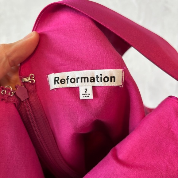 Reformation Zenni silk dress mini pink NWT 2 - Picture 10 of 10